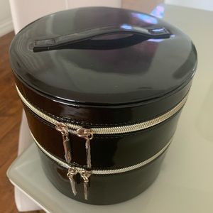 LANCOME Faux Leather Patent Train Case Makeup Bag